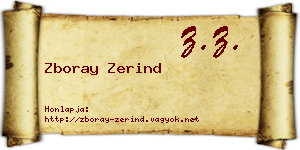 Zboray Zerind névjegykártya